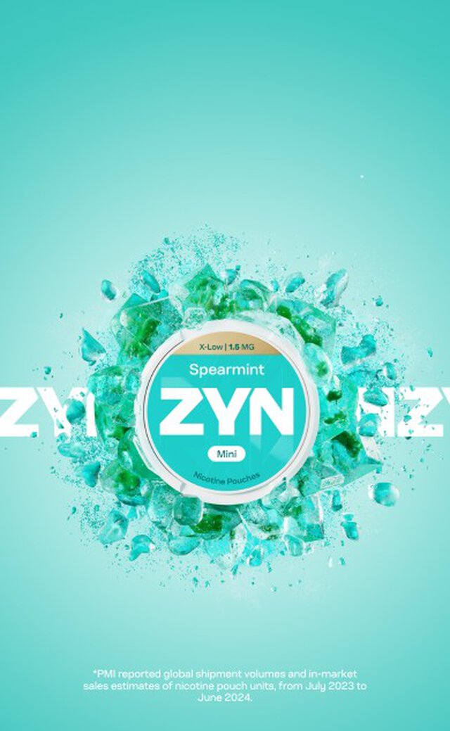 A man walking into an airplane. Overlay with a light blue ZYN Cool Mint can.
